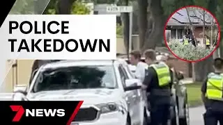 The moment heavily armed police take down an accused bayside killer | 7 News Australia