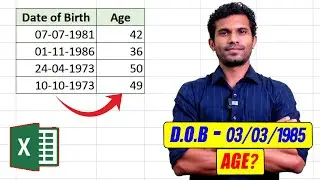 Excel formula to Calculate Age from Date of Birth