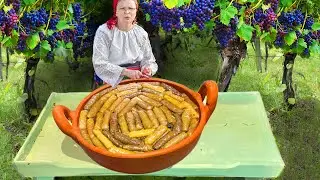 Stuffed Vine Leaves With Ground Meat and Rice | Village Cooking