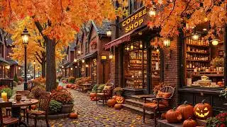 Autumn Jazz at a Cozy Street Cafe 🍂 Relaxing Jazz Background Music Helps Work, Focus