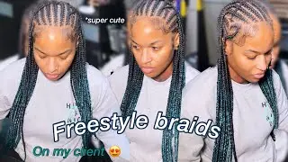 FREESTYLE BRAIDS ON CLIENT 💗( STRAIGHT BACKS X KNOTLESS)