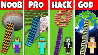 Minecraft Battle: NOOB vs PRO vs HACKER vs GOD! SUPER RAMP SPRINGBOARD BUILD CHALLENGE in Minecraft