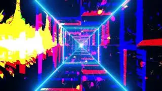 Colorful highly abstract neon tunnel lines 3d illustration visual vj loop Free Video