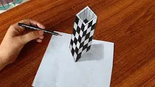 3D Hole optical illusion drawing on paper