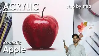 How to Paint An Realistic Apple in Acrylic | step by step coloring | Supriyo