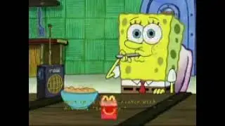 SpongeBob spoons cereal into his mouth