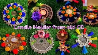 Diwali Candle Holder using Old CD| Best Out of Waste Diwali Diya Stand | Tea light Candle Holder..