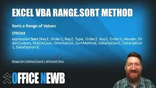 003 Project #2 Introduction to the Excel VBA Range Sort Method