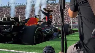 Max Verstappen literally rising to the top of Podium in a sombrero hat | BTS of 