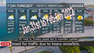 Paphos,Limassol,Larnaka,Nicosia Cyprus Weather forecast(7 Days)+NEWS | Jan.31st to Feb 6, 2022 | 4K