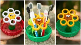 how to make toothbrush holder with plastic bottle caps