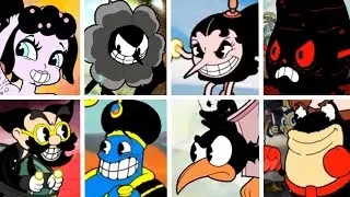 Cuphead: All Black Bosses (Intros-Knockouts-Transformations) - Black Gang Mode