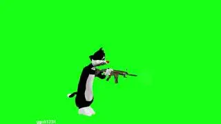 Cat chases Mouse in green screen