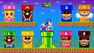 Super Mario Bros. but Mario and Sonic collect MORE Custom Pipes All Shin Sonic Tapes