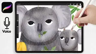 Koala Drama Watercolor Tutorial 😳// Procreate Watercolor Brushes // Watercolor Koala in Procreate