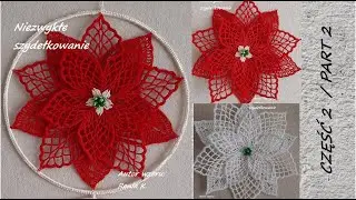 Kwiat, 25 cm, cz. 2 gwiazda,poinsecja,szydełko.Wzór autorki Author pattern Renia K. Crochet tutorial