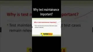 why test maintenance required | testingshala