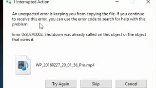 Windows 10 Error 0x802A0002: Shutdown was already called on this object or the object that owns it