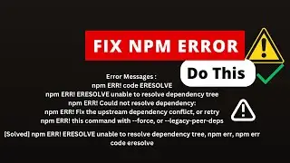 Npm ERR code ERESOLVE react | Npm install error in visual studio code [Fast]