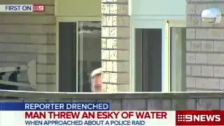 Thug throws bucket of water on news anchor