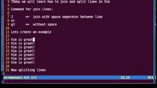 Vim Tutorial - Join and Split Lines