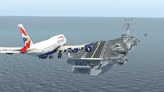 B747, A380, A350, B737, MD82, B787... Emergency Landing On Aircraft Carrier | Xplane 11