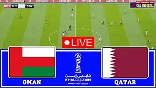 Live🔴Oman vs Qatar | ASIA Arabian Gulf Cup football match live today | Game Simulation | Pes 21