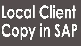 Local Client Copy in SAP | SAP Client Copy