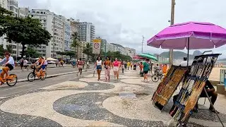 Boardwalk of Copacabana Beach 🇧🇷 Rio de Janeiro, Brazil 4K | Summer Sunday 2024