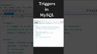 Triggers In MySQL | 