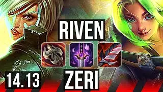 RIVEN vs ZERI (TOP) | 9/1/7, 1300+ games, Dominating | EUW Master | 14.13