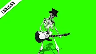 Skeleton Playing Guitar / Green Screen - Chroma Key