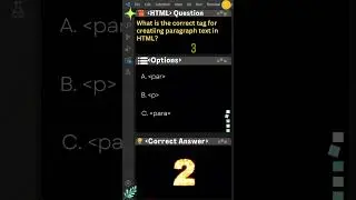HTML Quiz 08: What is the correct tag for creating paragraph text in HTML? #html #css #shorts