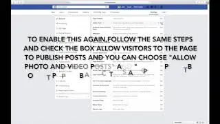 HOW TO DISABLE OR ALLOW POSTS BY OTHER PEOPLE ON THE PAGE