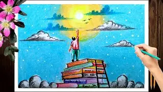 world book day drawing/education drawing/book day poster drawing/how to draw book day for beginners