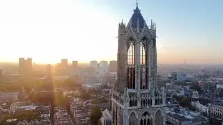 Dom Tower from the sky at sundown