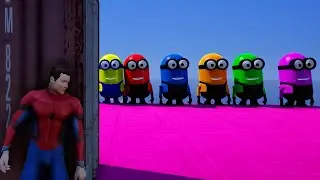 GTA 5 EPIC RAGDOLL SHOW SPIDERMAN VS COLOUR MINIONS FALLS & FAILS LIVE GTA V #gta 107