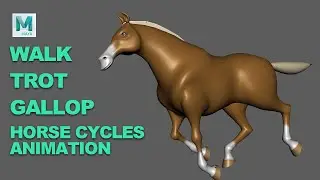 Horse walk, trot and gallop maya animation cycles