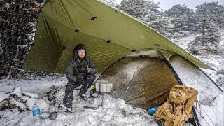 CAMPING In BLIZZARD - Snow and Ice STORM Tent Camping