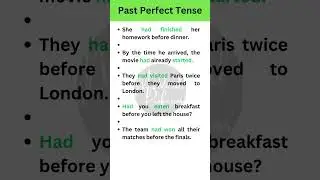 Past Perfect Tense Sentences | Tenses In English Grammar 