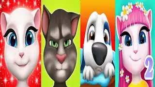 My Talking Angela 2 vs Talking Angela vs Talking Tom vs Talking Hank (Walkthrough)iOS ipad Android