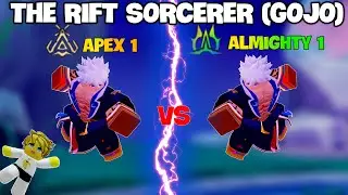 THE RIFT SORCERER (Gojo) APEX 1 vs THE RIFT SORCERER (Gojo) ALMIGHTY 1 | Anime Defenders