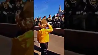 Russian little kid shows respect to Soldiers 