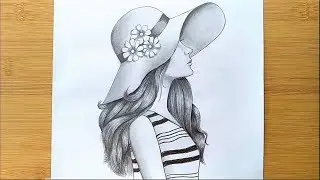 How to Draw a Girl with Hat for BEGINNERS - step by step || Pencil sketch