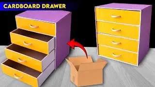 How to make drawer from cardboard , Easy Homemade Desk organizer , Best cardboard craft