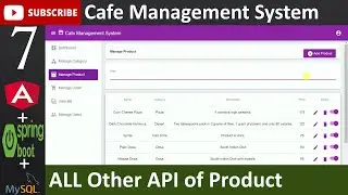 7. Cafe Management System - All other API of Product (Angular, Spring Boot - Java, MySQL Database)