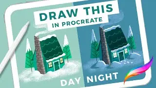 How to Draw a Cozy Cabin - Day and Night