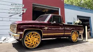 FOR SALE: $55K Kandy Red Chevrolet Silverado C10 Short Bed on Gold 28s, Custom Interior, 6.0 LS