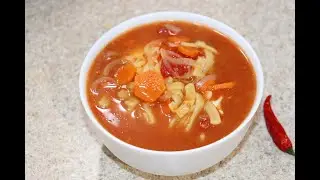 Суп-лапша с помидорами! Всегда просят добавки! Noodle soup with tomatoes! Always asking for more!