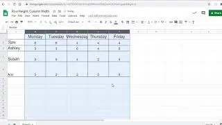 Resizing Rows and Columns in Google Sheets